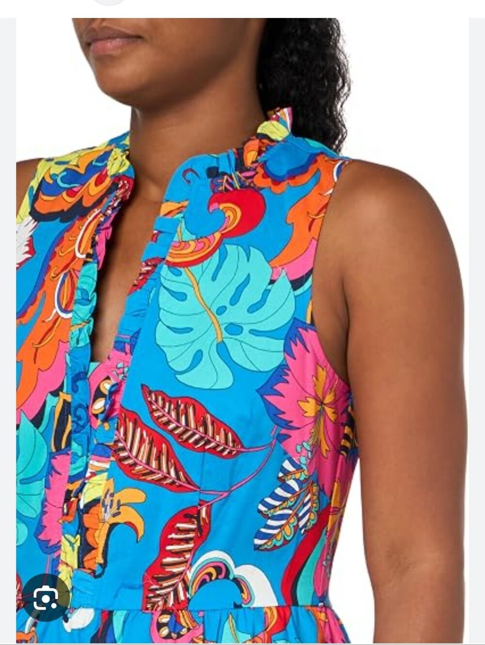 London Times Bright Blue Tropical Print Maxi Dress Size 8